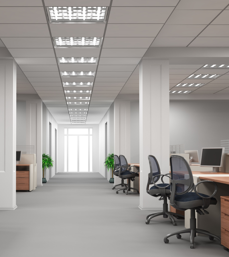 Clean modern office interior workspace